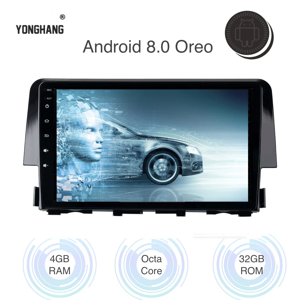 Android 8 0/7 1 автомобильный стерео для Honda civic 2015 2016 мультимедиа с 9 &quotсенсорным