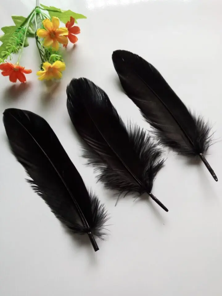 L черный 50 шт высокого качества гусиные перья, 6-" /15-20 см DIY ювелирные аксессуары