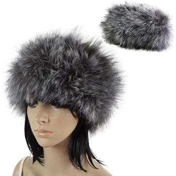 

women winter warm lovely stretchable ring knitted genuine loop fox fur wraps shawls scarves elastic real fur head band Hair Band