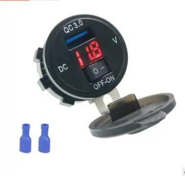 

Quick Charge 3.0 USB Car Charger Socket Digital Display Voltmeter USB Charger Socket with ON-OFF Switch for Car Marine ATV