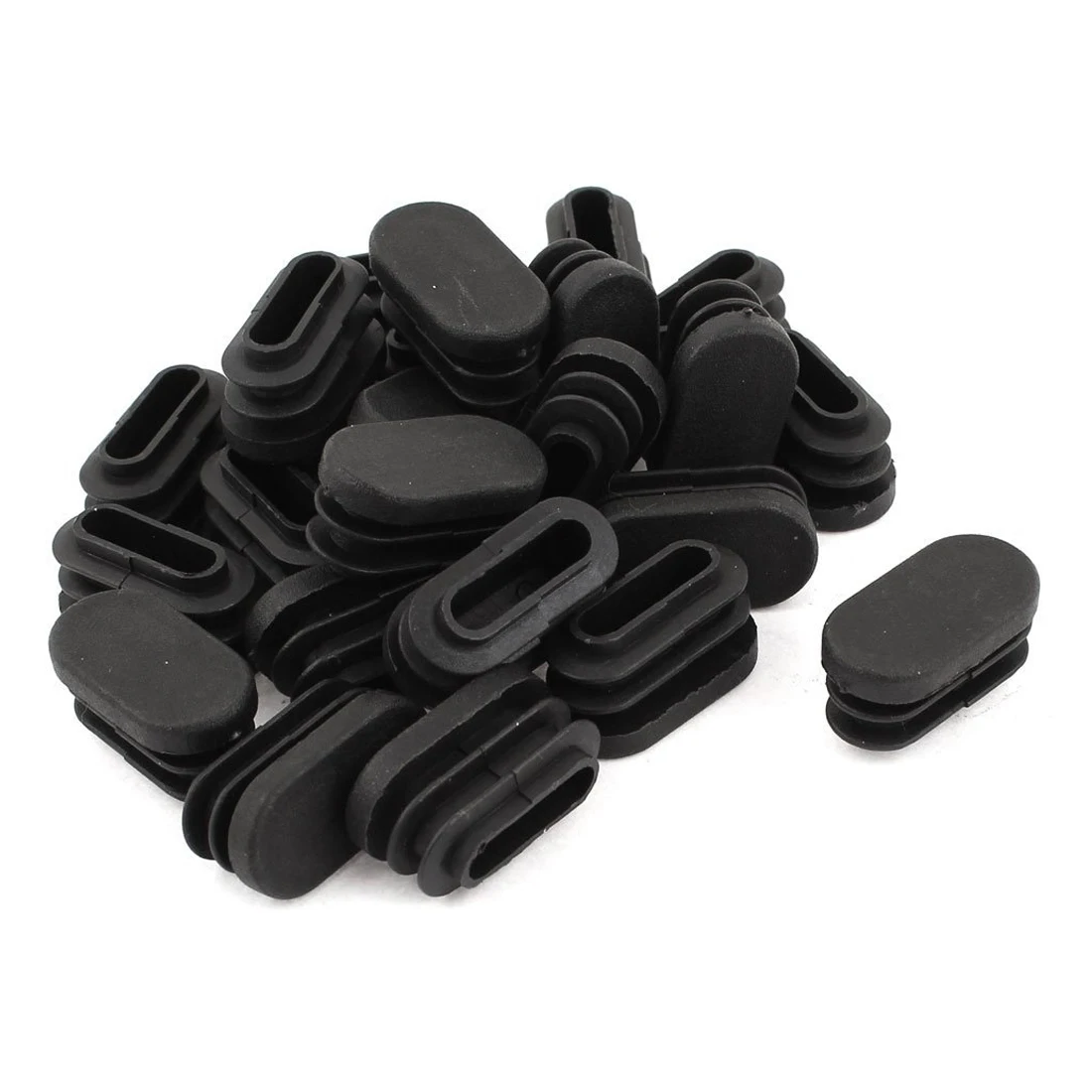 buy 15mm x 30mm Plastic Oval Shaped End Cap Tube Insert Black 24 Pcs