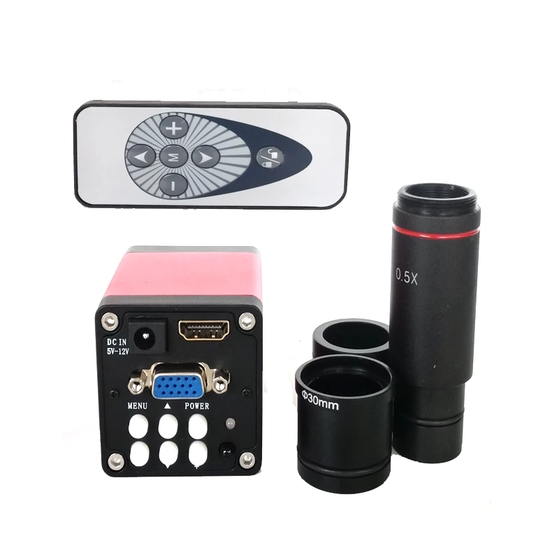 Remote controller 2 in 1 13MP 720P HMDI VGA output Industrial soldering video Microscope Camera +0.5X C-Mount lens ring adapter |