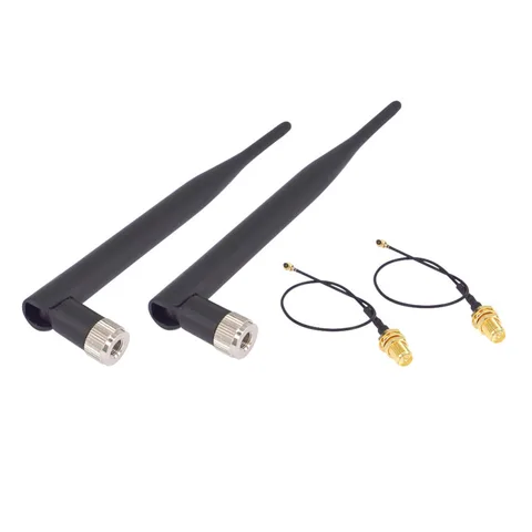 piece 5dBi 2.4GHz RP-SMA Male Wifi Antenna +10 piece IPX to RP-SMA Jack Male Pin Extension Cord Pigtail Cable 17cm