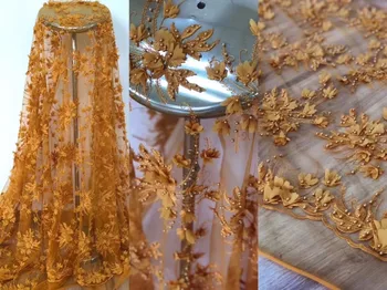 

handwork flower Bridal Beads Lace Fabric embroidered Rhinestones High Quality french tulle lace fabrics For Party Dress