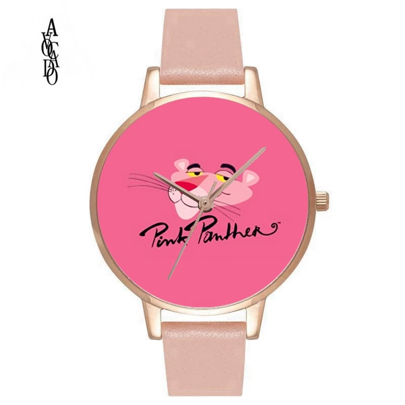 Мышь розовый леопард Женские кварцевые наручные часы из нержавеющей стали сетка кожаный ремешок дети девушка студенческие часы рождественские подарки - Цвет: Розовый