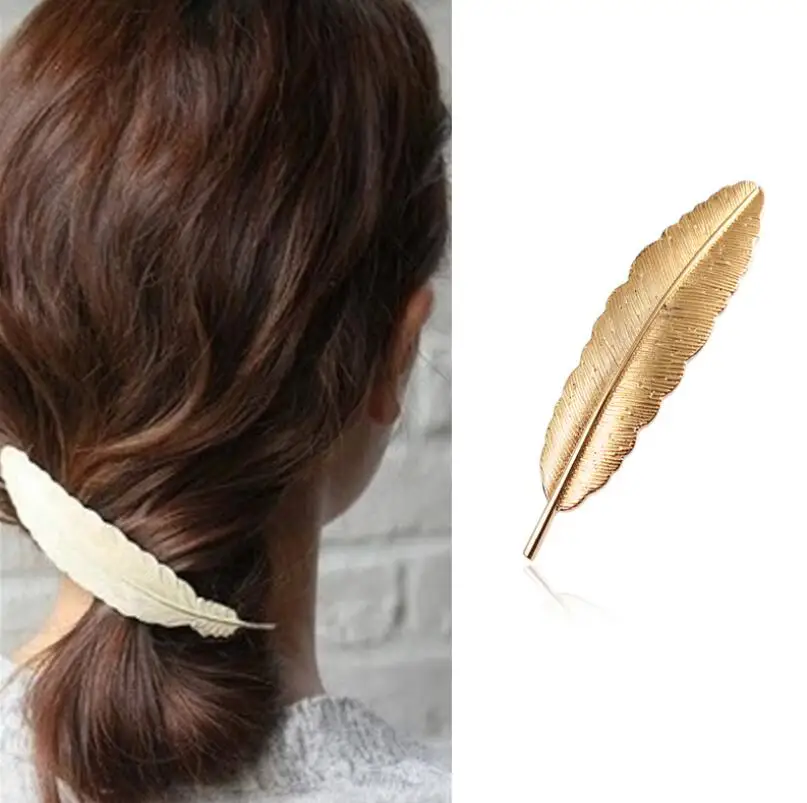 Yiustar Vintage Jewelry Retro Feather Hair Clip Women Girls Gold Silver