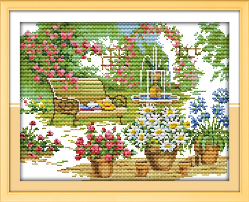 

Spanish arch stream Counted Cross Stitch 11CT Printed 14CT Set DIY Chinese Cotton Cross-stitch Kit Embroidery Needlework