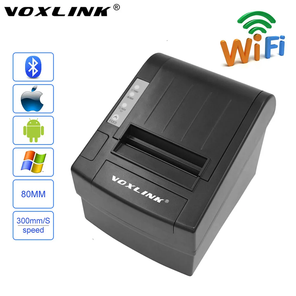 

VOXLINK 80mm Wifi POS Thermal Receipt Printer for Android phones Tablet for iPone iPad IOS 300mm/s Auto-cutter Wifi Printer_DHL