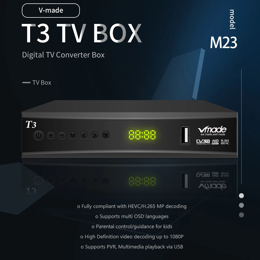 DVB T2 ТВ тюнер H.265/HEVC цифровой приемник эфирного сигнала T3 USB 2 0 поддержка AC3 youtube PVR