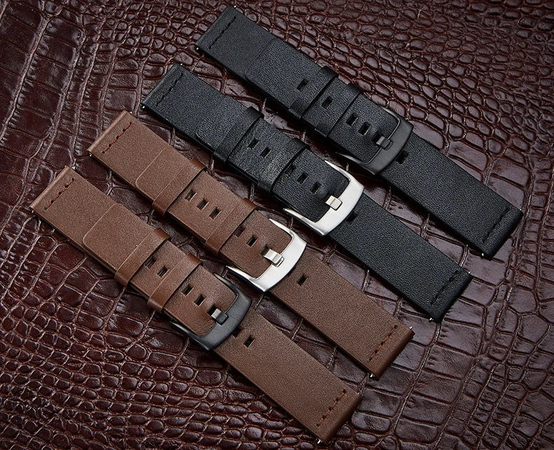 18 мм 20 мм 22 мм 24 мм итальянские жирные черные коричневые кожаные Смарт-часы ремешок пригоден для ношения на запястье браслет ремешок для часов аксессуары