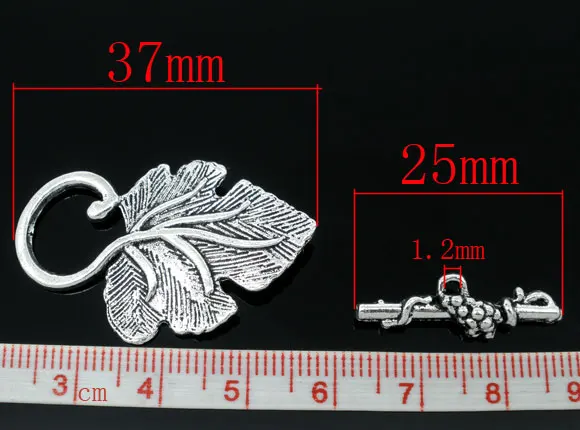 DoreenBeads зажимы из цинкового сплава античный Серебристый лист узор 37 мм x 23 (1 4/8