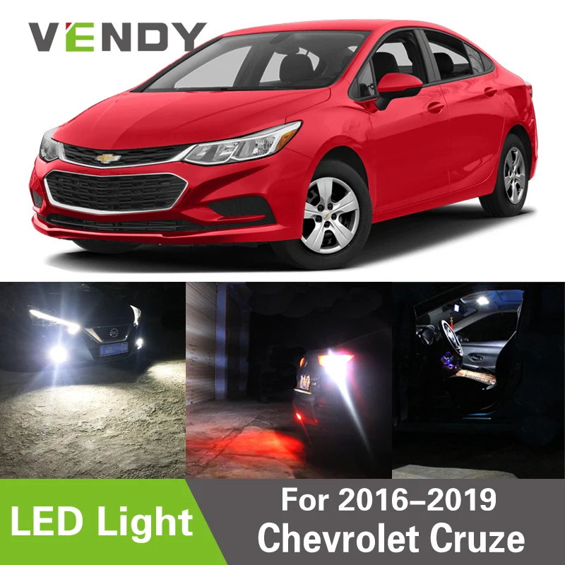 

VENDY 1pcs LED Light For 2016-2019 Chevrolet Cruze For Reverse Brake License Plate Dome Map Trunk Bulb Lamp W16W H8 W5W 7443 T15