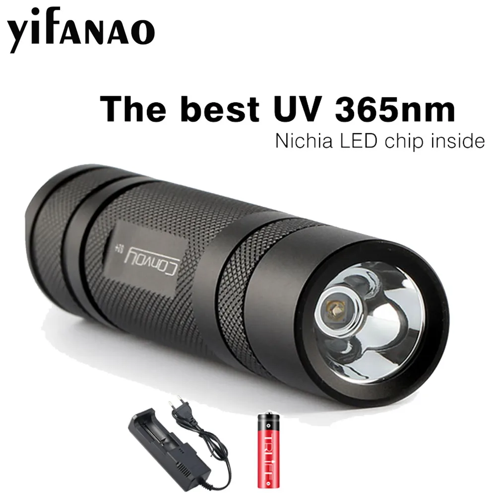 

Convoy S2 + Black UV 365nm Led Flashlight ,nichia 365UV in side ,OP reflector, Fluorescent Agent Detection