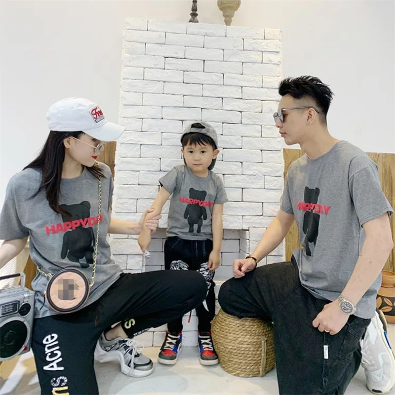 Adult1pc+Kid*1pc XXXL Father Mother Boys T-shirts Short Sleeve Bear Print Summer Tops Family Matching Clothes Mom Dad Girl Shirt Adult1pc+Kid*1pc XXXL Father Mother Boys T-shirts Short Sleeve Bear Print Summer Tops Family Matching Clothes Mom Dad Girl Shirt