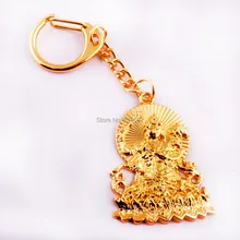 Фэн-шуй Золотой Манджушри Будда брелок латунь амулет брелки украшения дома Ключи цепи Мода жизнь W1249