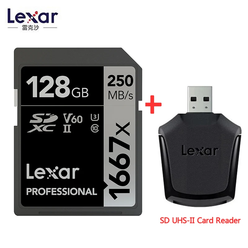Карта памяти Lexar Original 1667x 250 флэш sd карты 128 ГБ высокая скорость V60 64 256 SDXC