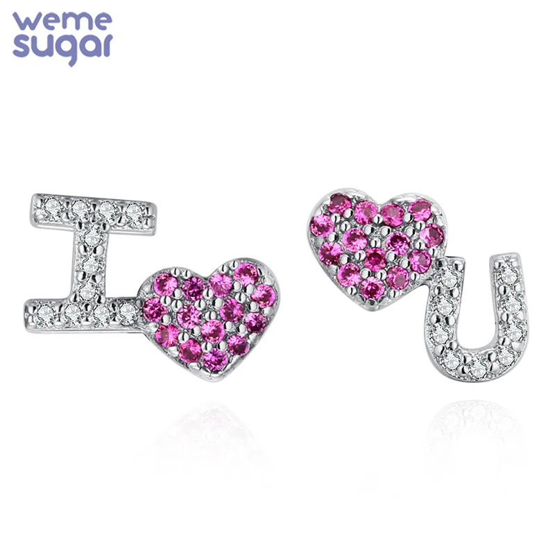 Серебряные серьги гвоздики WeMe S925 с надписью I Love You|Серьги-гвоздики| |
