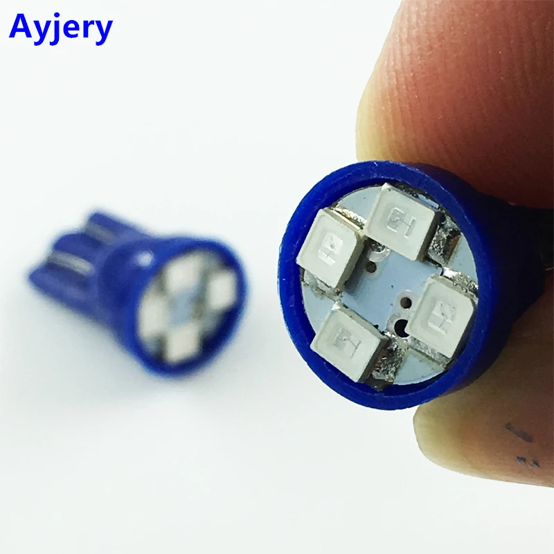 AYJERY 100 шт. 6 в 3 В T10 194 168 4 SMD светодиодные лампы белые синие зеленые красные желтые