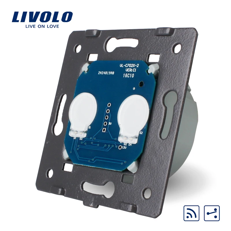 

Livolo EU Standard, Touch Remote Switch Without Glass Panel, 2 Gangs 2 Way, AC 220~250V + LED Indicator, VL-C702SR