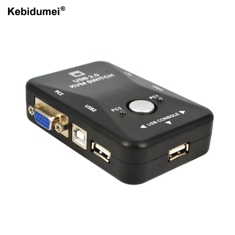 Kebidumei 1Set USB 2.0 2 Port KVM Switches Splitter for