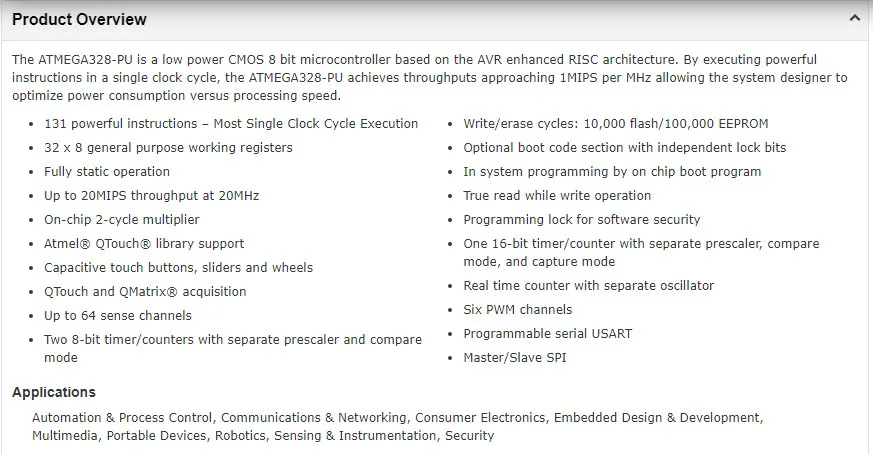 ATMEGA328P-PU DIP-28 ATMEGA328P 8 бит микроконтроллеры низкая мощность высокая производительность, AVR серии микроконтроллеры