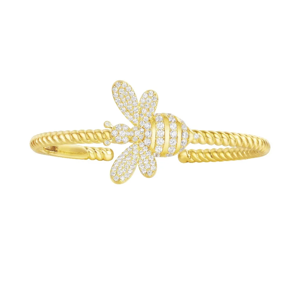 

ZEF 925 sterling silver bracelet personality new golden yellow bee fashion tide simple pop, original charm ladies jewelry.