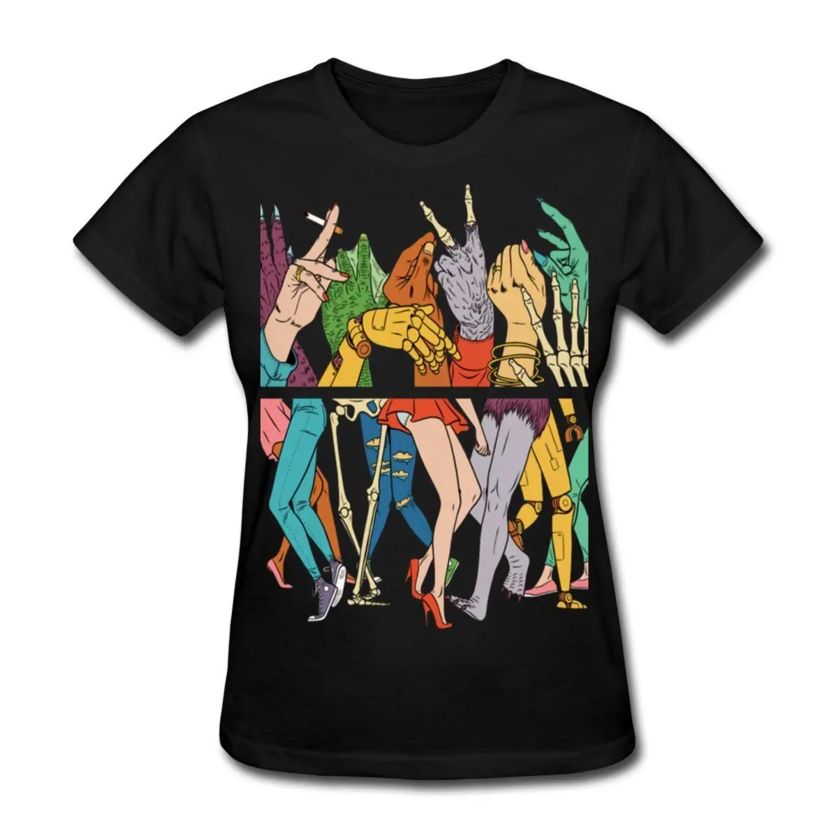 

Halloween Monster Party Mashup Women's T-Shirt Summer Crazy Women Shirt Women Flash Summer Short Sleeves T Shirt Hipster