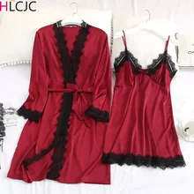 Пижамные комплекты шелковые женские ночные рубашки сексуальные женские атласные ночной халат однотонные ночные рубашки Пижамные шорты Combinaison Pyjama Femme