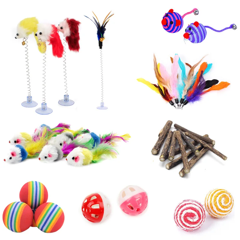 pawstrip 10pcs lot font b Pet b font Cat Toy Mouse Sisal Ball Feather Toy For