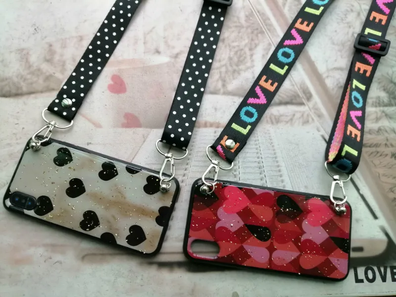 

Luxury glitter heart crossbody chain phone case bag for xiaomi 9 9se 8 8lite 6x cover mi9 mi8 mi 8lite 6x mi9se scarf lanyard
