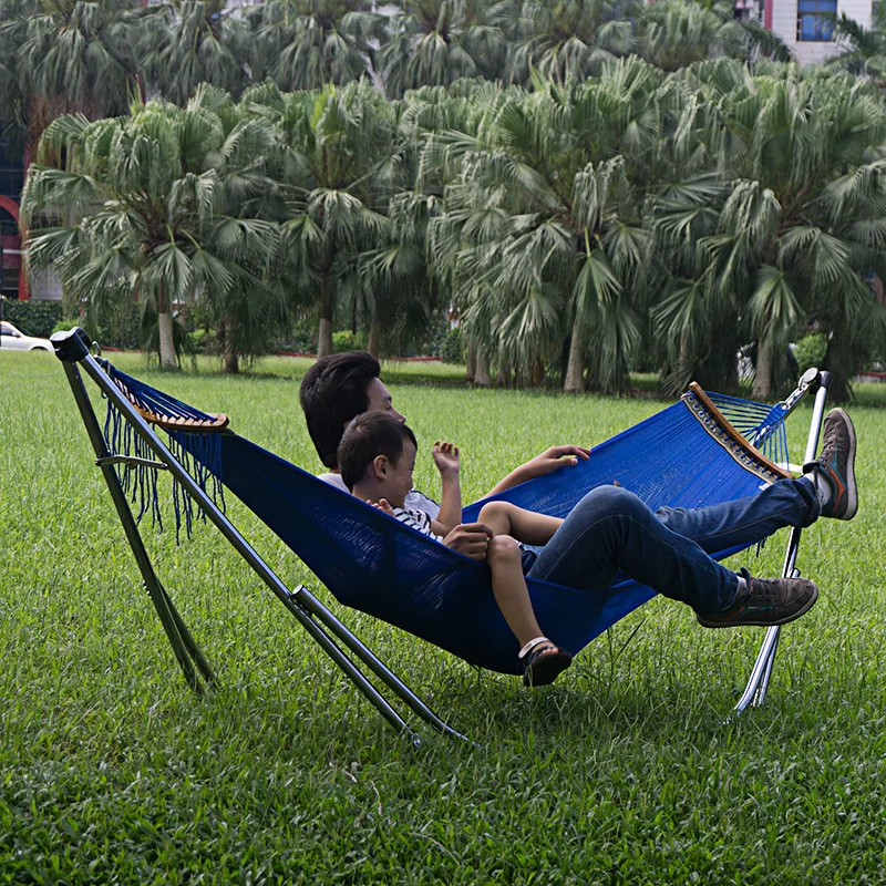 

2018Outdoor Casual folding nylon mesh camping hammock loading 200kg Stainless steel hammock stand Ventilated durable hammock