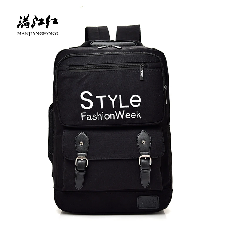 

Fashion Canvas 15.6 Inch Laptop Backpack Men Casual Letter Printing Male Travel Backpack Rucksack School Bags For Teenager Boys