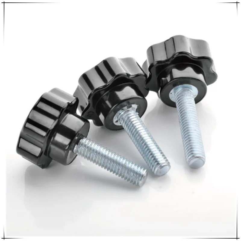M8*16mm Hand Tighten Screws Black Plastic Star Head Plated Steel