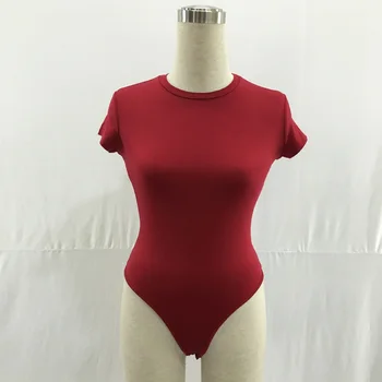

Women Sexy Jumpsuits round Neck Casual Skinny Rompers short Sleeve Bodysuit Female Playsuit Plus Size Crop Top bodies woman tops