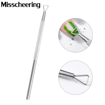 

Triangle Head Nail Gel Polish Remover Tool Stainless Steel Stick Rod Cuticle Pusher Lacquer Cleaner Nail Art Care Tool