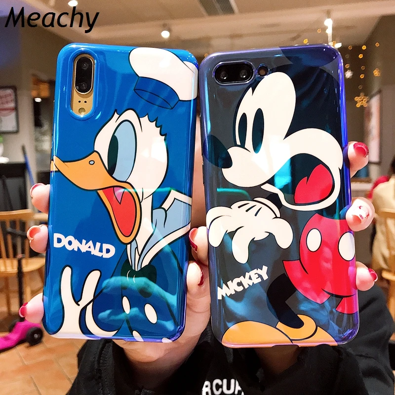 

Meachy Cute Phone Case For Huawei Honor 10 9 Case Mickey Donald Cover For Funda Huawei P20 Lite P20 Pro Blue ray Shiny Case