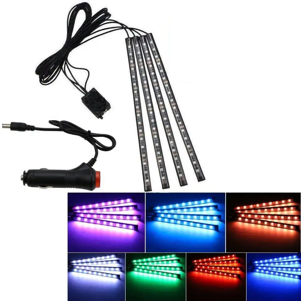 

Car 12V LED 18 SMD foot lamp ambient light voice control music lamp phone control lamp 5050 4 X 18 SMD DC 12V