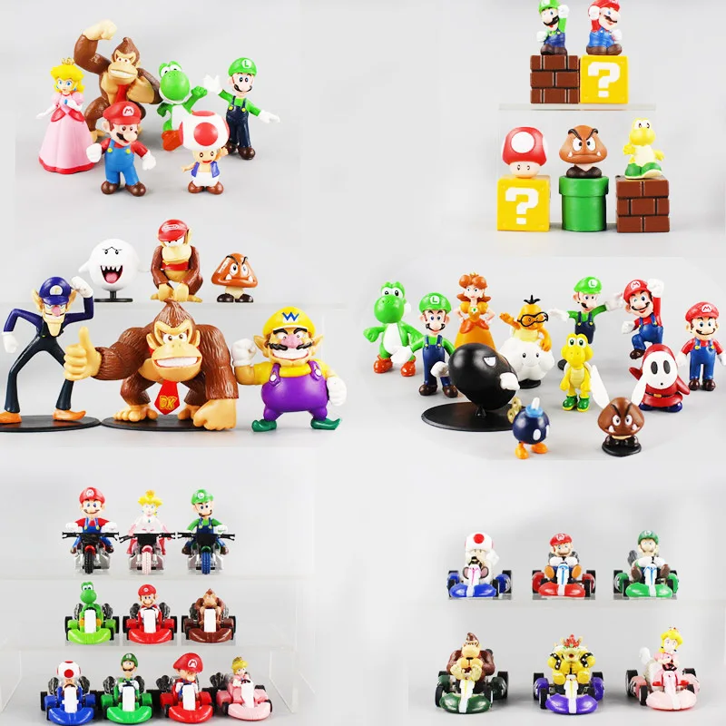 

6Style Super Mario Broswall Bros Luigi mushroom Koopa Troopa Goomba Collectible PVC figures Toys
