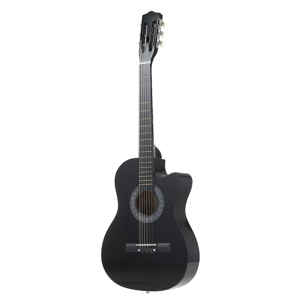 

38" 6-String Folk Acoustic Guitar for Beginners Music Lovers Students Gift Color:Black