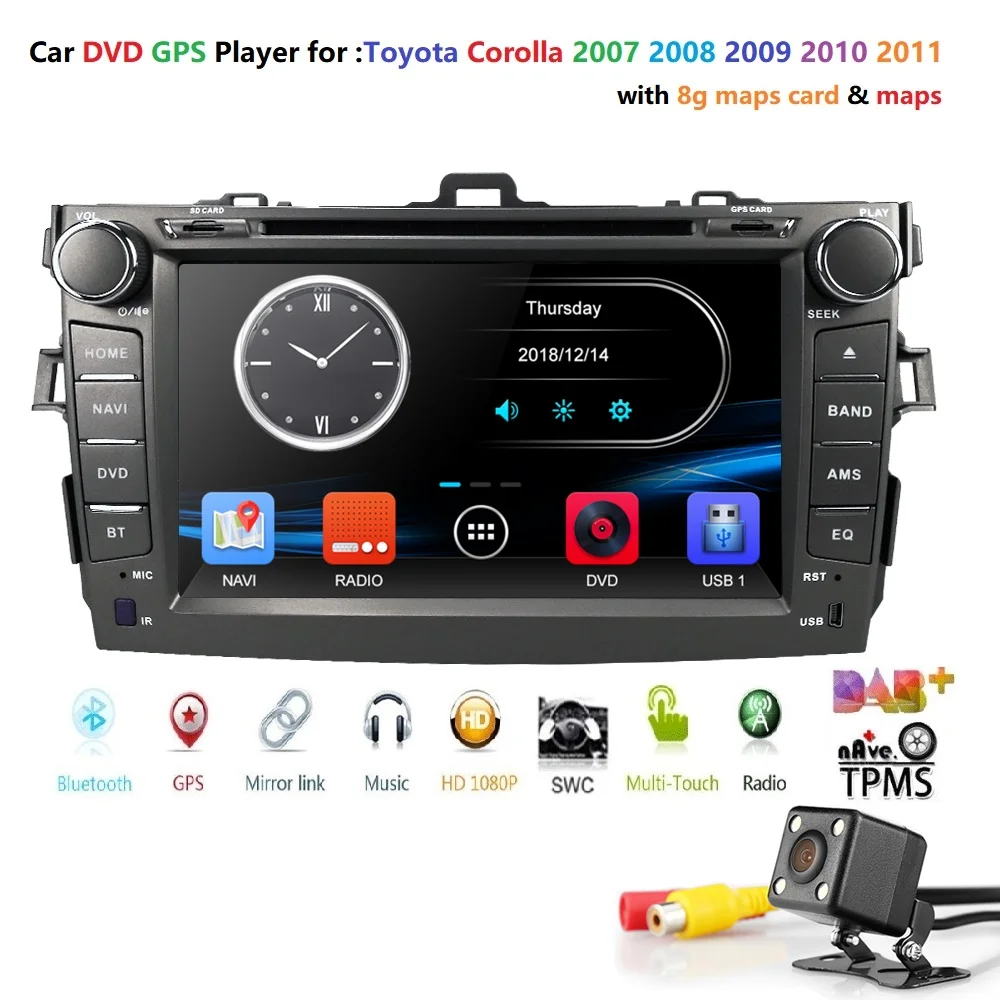 Автомобильный dvd плеер для Toyota corolla 2007 2008 2009 2010 2011 мультимедийный Радио Аудио gps