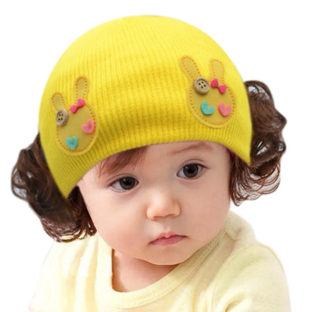 Baby Hats Knitted Funny Props Boys Accessories Infant For Wig With Newborn Cap Winter Girls Photography | Детская одежда и обувь