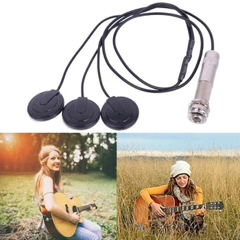 

Universal Guitar Ukulele Pickup 6.35mm Jack Tail Nail+3 Transducers Accessory