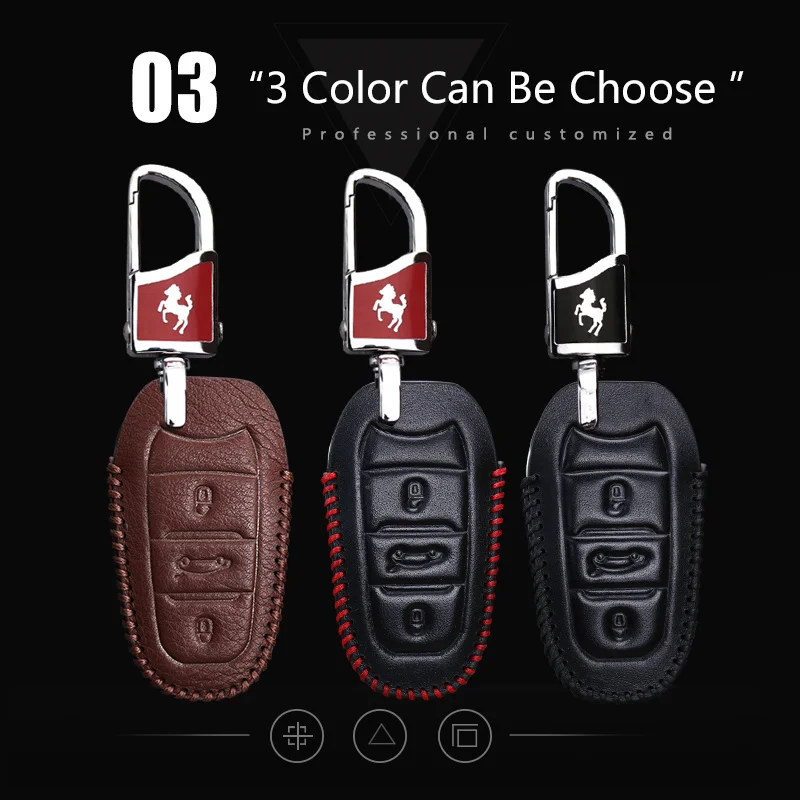 Llave elegante del coche para Citroen C2 C3 c4 c5 c4l Xsara Picasso C1 Berlingo Cuero auténtico llavero inteligente titular funda llave