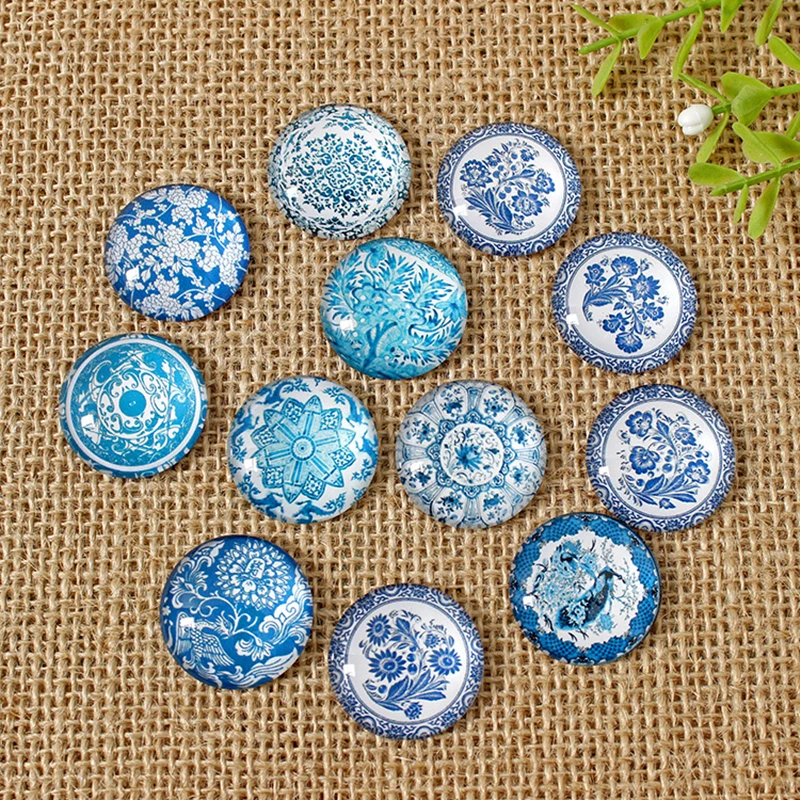 MRHUANG Classic Porcelain Glass Round Cabochon 10mm 12mm 14mm 18mm 20mm 25mm Flatback Photo Dome Jewelry Findings Accessories