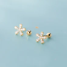 Настоящее серебро 925 проба серьги гвоздики микро Pave CZ цветок ухо траг пирсинг для ушной раковины ювелирные изделия 1 пара