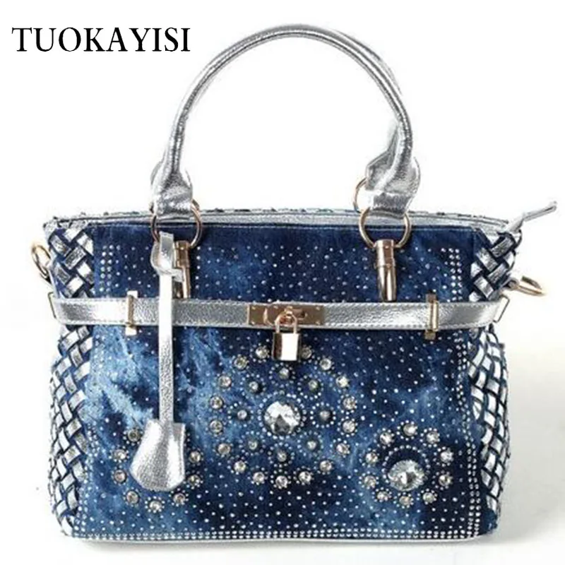 

New Fashion women messenger bags England style luxury Rhinestone cowboy handbag letter shoulder bag casual crossbody big bags