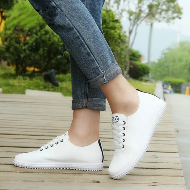 

Dropshipping Women Sneakers Shoe Lace Up Round Toe Casual Women Fashion Vulcanized Women Shoes Daily Beach Footwear Size