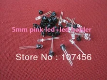 100pcs 5mm round led 5mm Ultra Bright Pink LED+Fast Shipping 5mm led pink+led holder 5mm light-emitting diode