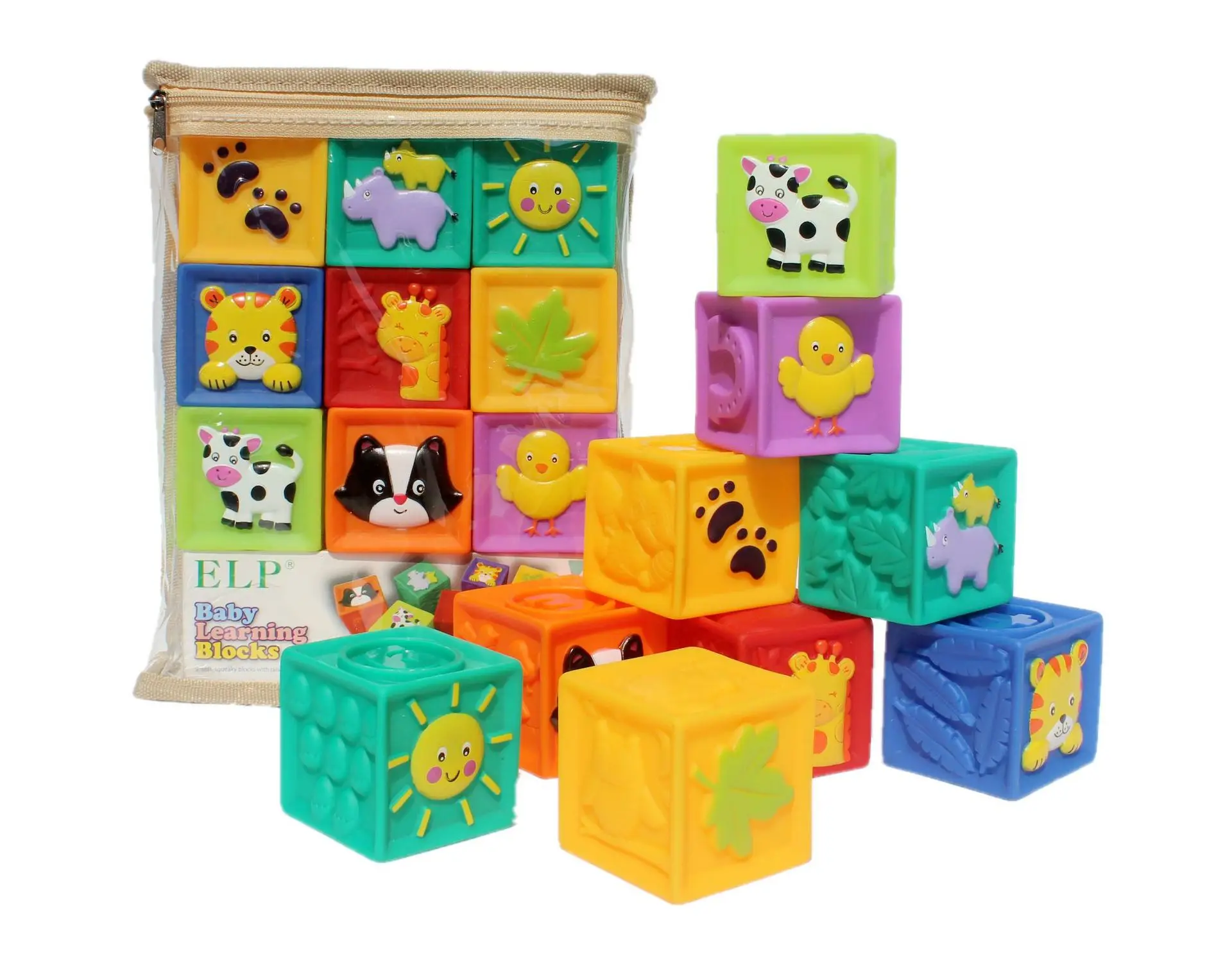 

New 9Pcs /set Baby Blocks Toys Non-toxic Soft Plastic Cartoon Cube Building Blocks Baby Children Educational Soft Rubber Blocks
