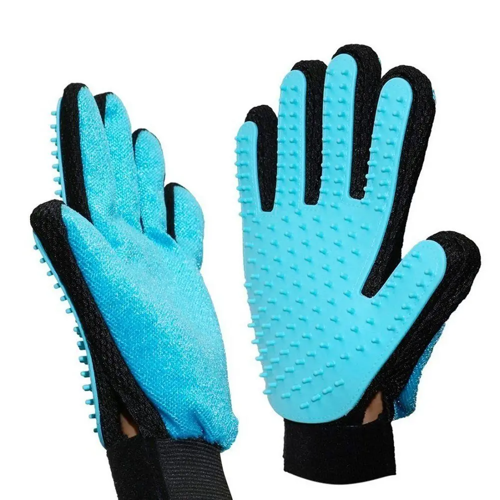 2 in 1 Silicone Pet Brush Glove For Animal Bath Five Finger Deshedding Pet Dog Cat Comb Grooming Glove for Dogs Gentle Efficient